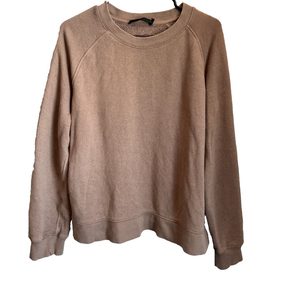 Jenni Kayne Women's Sz L Pullover Fleece Lined Crewneck Sweatshirt Brown Casual